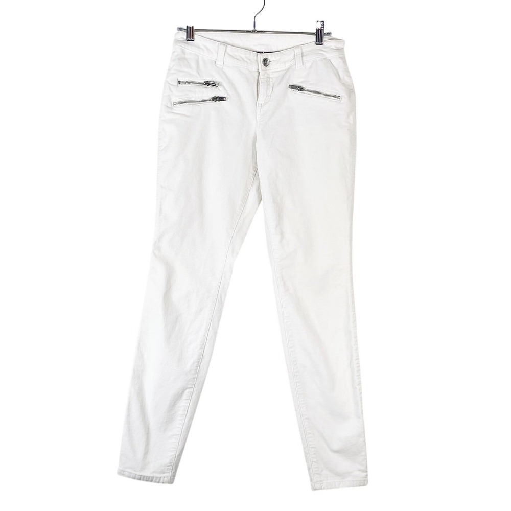 Style & Co. Women's White Corduroy Skinny Pants Zippers Size 6 Moto 2000s